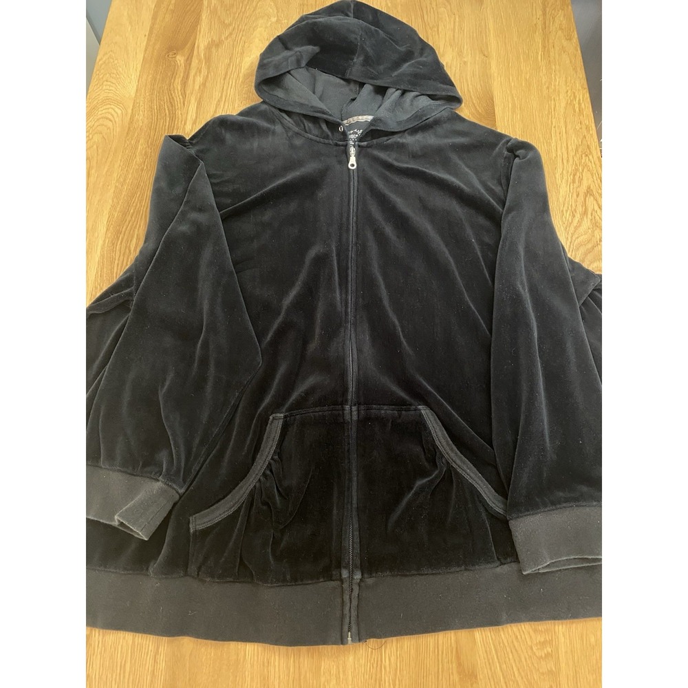 Motherhood Maternity Jacket Women's‎ Black Velvet Jacket SZ 3X Full Zip Hooded